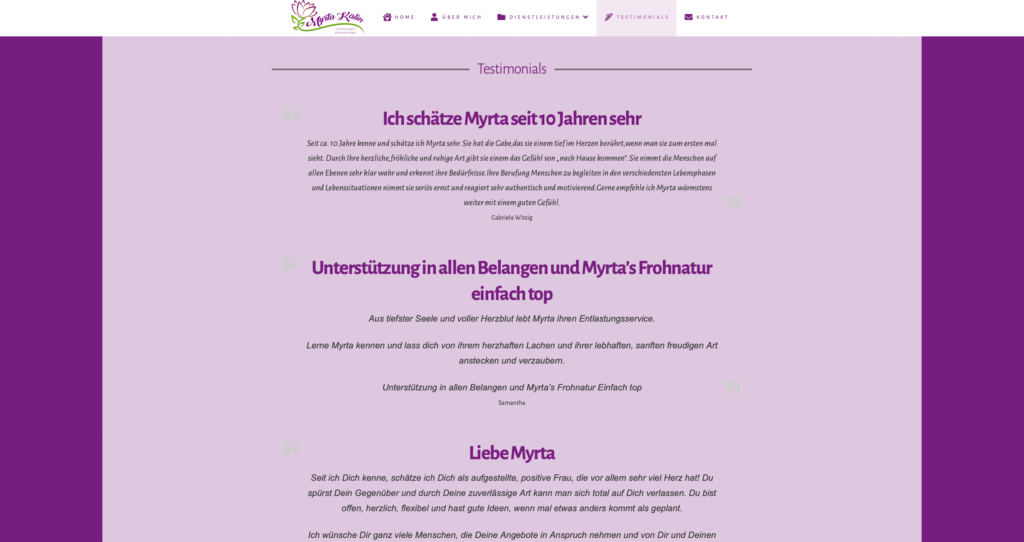 MyrtaKaelin Webprojekt - Webdesigner Zürich